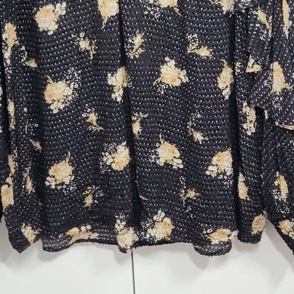 Maje Floral Ruffle Sleeve Top Size 2(M US) Black - Picture 4 of 7